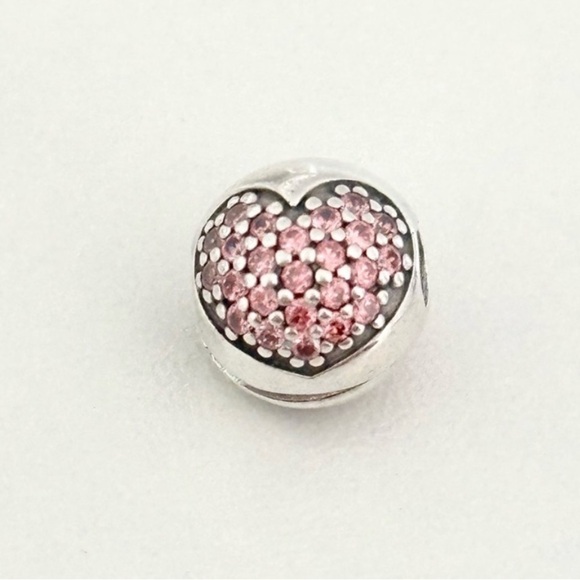 Pandora Pink CZ Sparkly Hearts Love Of My Life Rare Retired Clip Bead Charm - Picture 2 of 7
